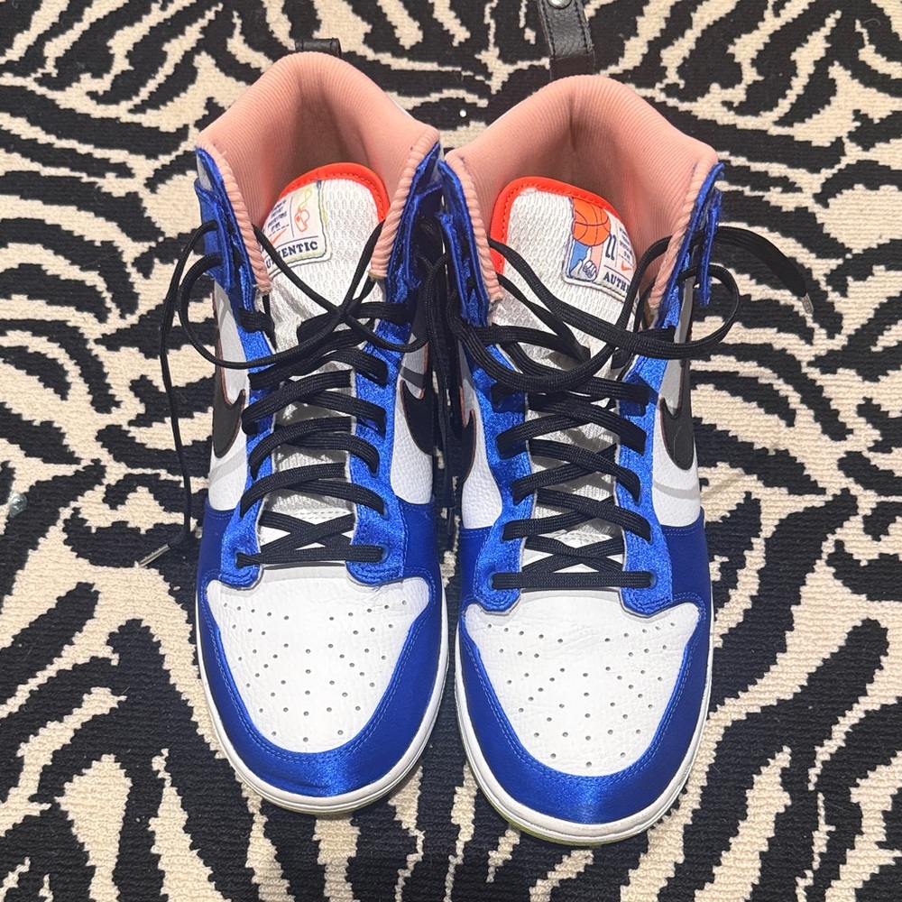 Nike dunks high Blue satin Women's Sneakers. Worn once.